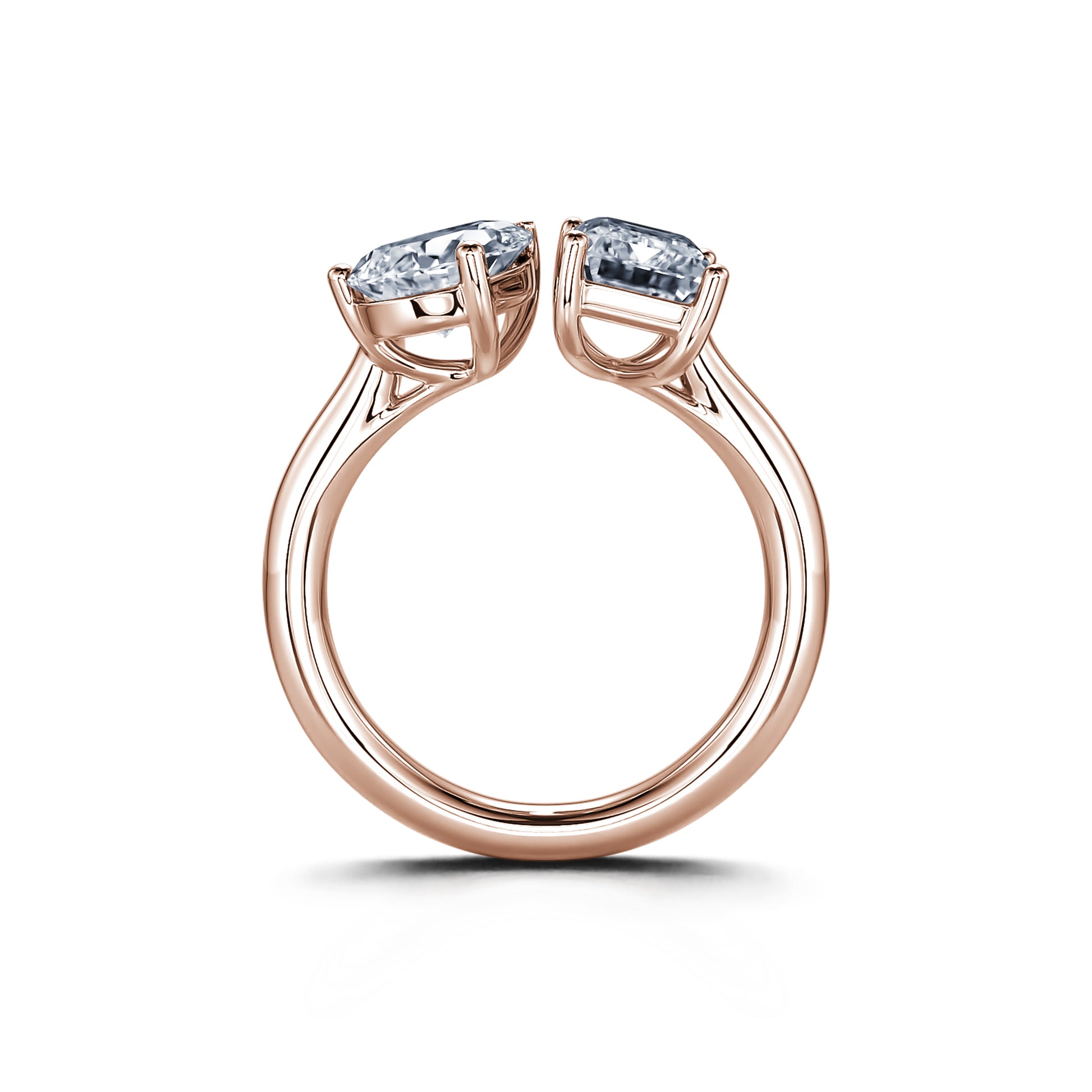 Bague Toi &amp; Moi poire et émeraude en or rose  Nova Lab 4