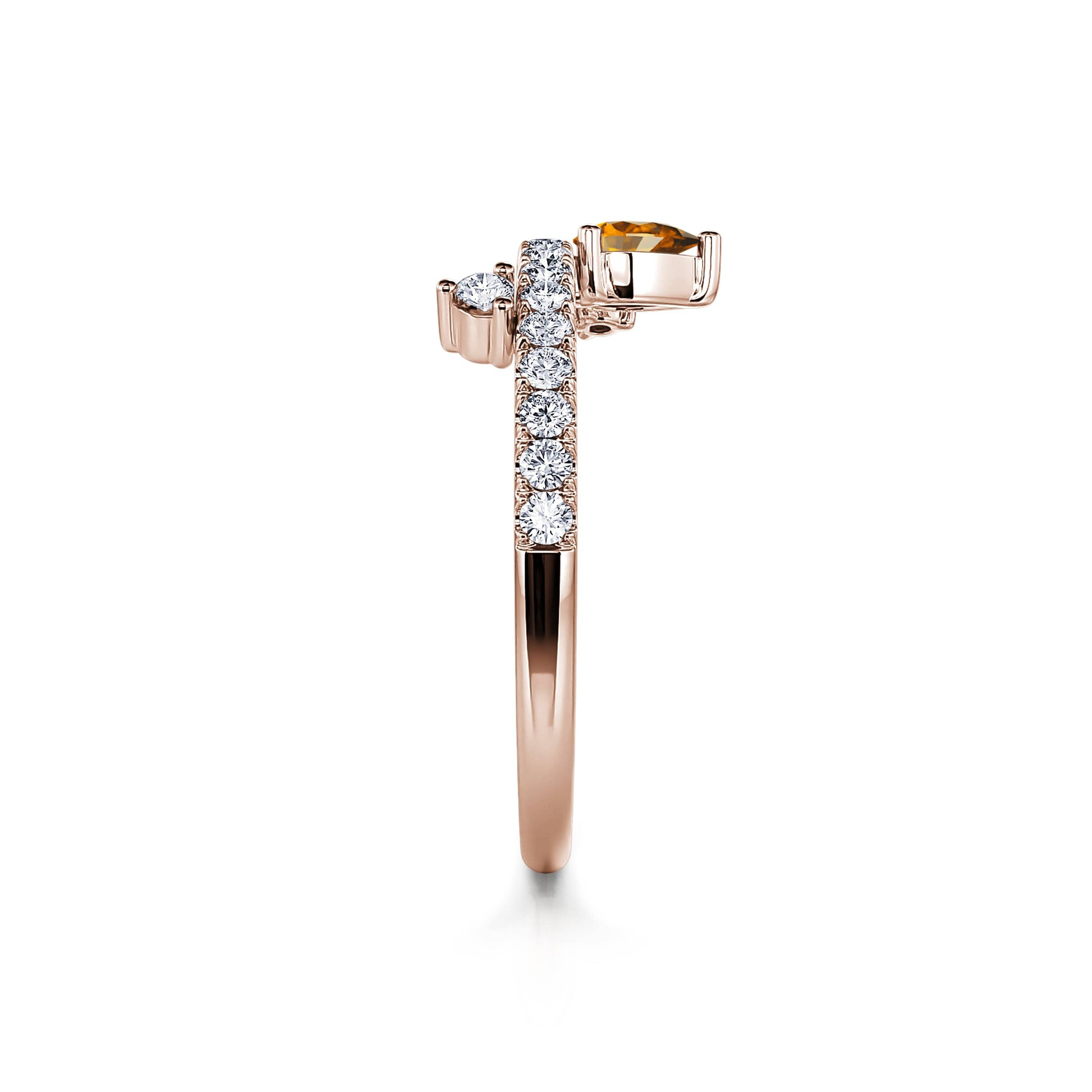 Bague de naissance or rose diamant et poire citrine Novembre 3