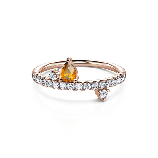 Novembre&nbsp;-&nbsp;Bague de naissance or rose diamant et poire citrine #1