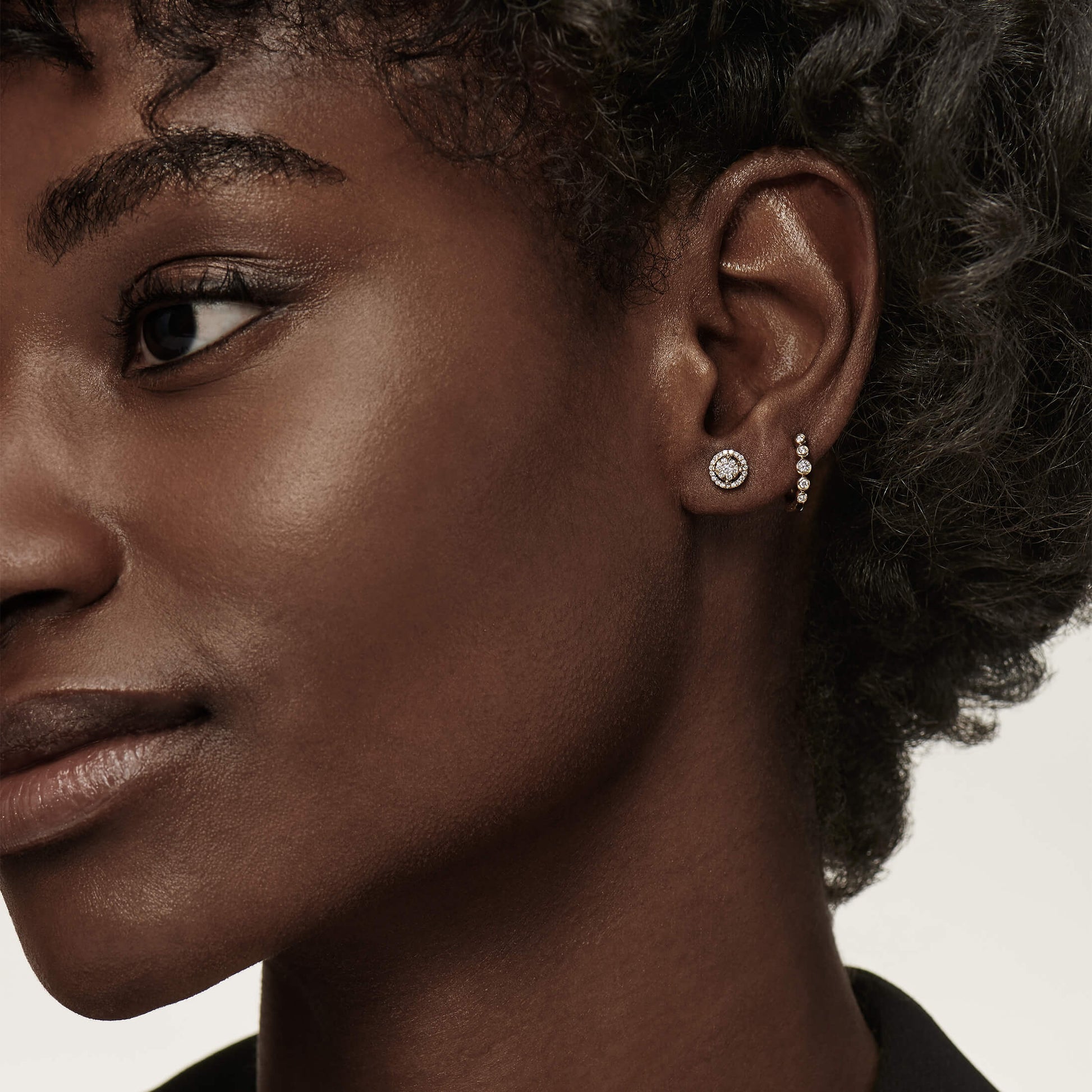 Puces d'oreilles diamant halo or rose Nyla 4