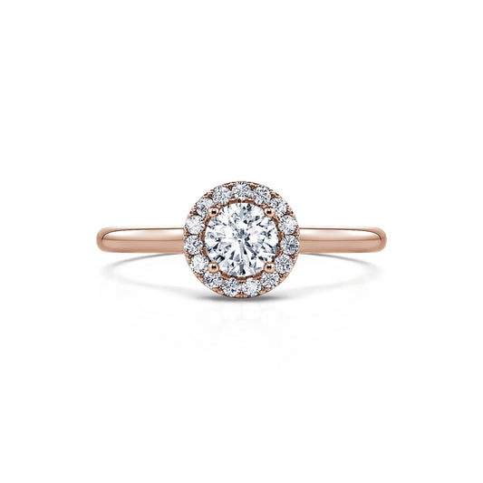 Odette - Bague de fiançailles Diamant Halo or rose #1