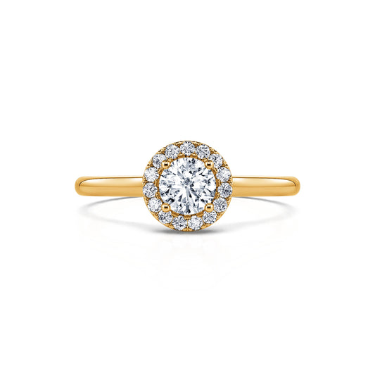 Odette&nbsp;-&nbsp;Bague de fiançailles Diamant Halo or jaune #1