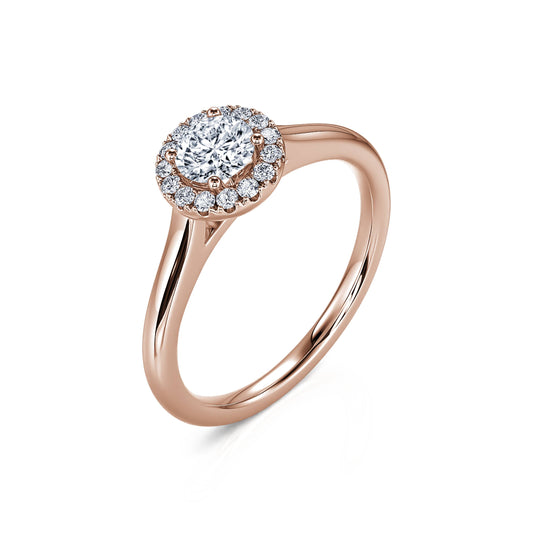 Odette - Bague de fiançailles Diamant Halo or rose #2