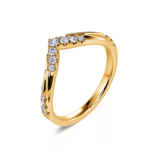 Olga - Alliance incurvée demi tour diamant or jaune #1