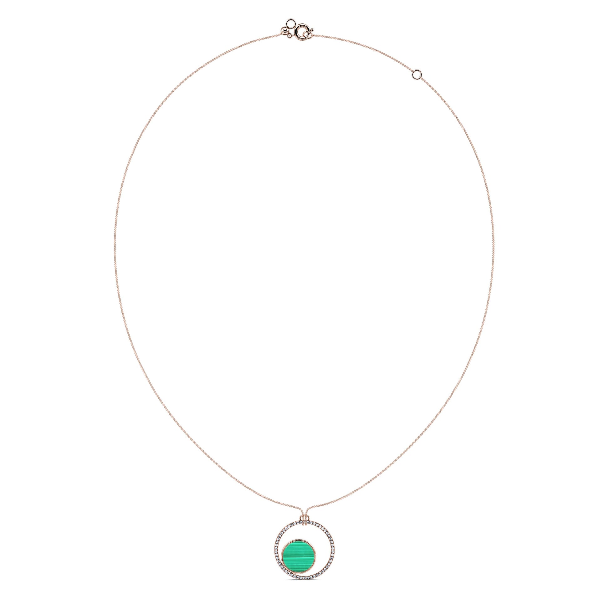 Collier double rond diamant et malachite Opale 3