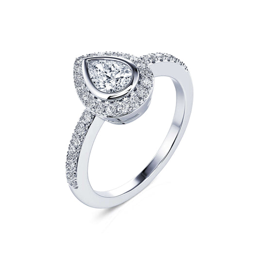 Ophelie&nbsp;-&nbsp;Bague de fiançailles platine diamant poire #2