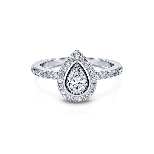 Ophelie - Bague de fiançailles platine diamant poire #1