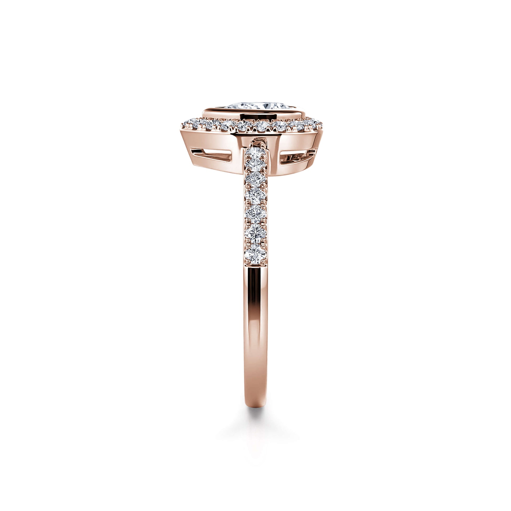 Bague de fiançailles or rose diamant poire Ophelie 3