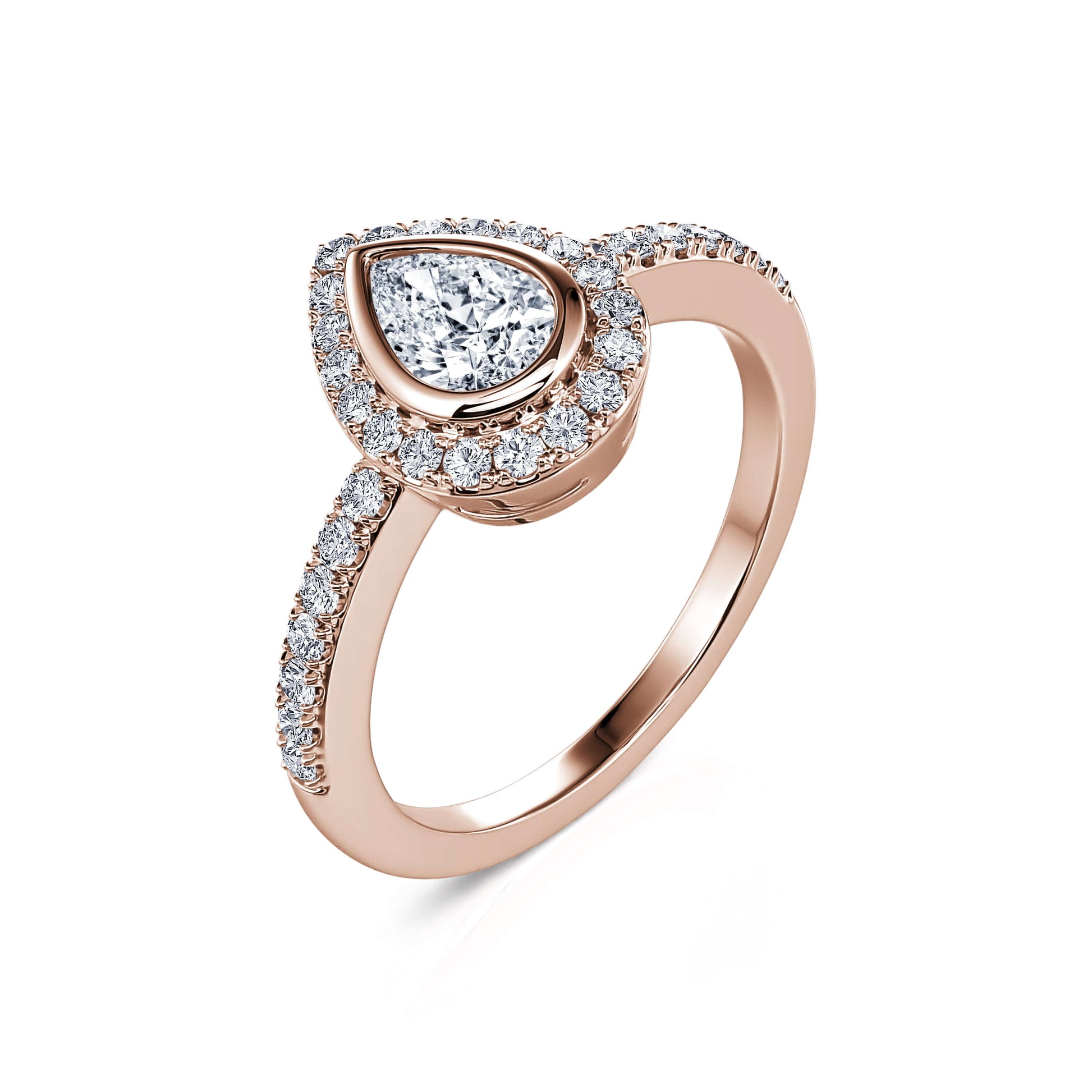 Bague de fiançailles or rose diamant poire Ophelie 2