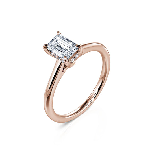 Orli Lab&nbsp;-&nbsp;Solitaire or rose diamant de synthèse émeraude #2
