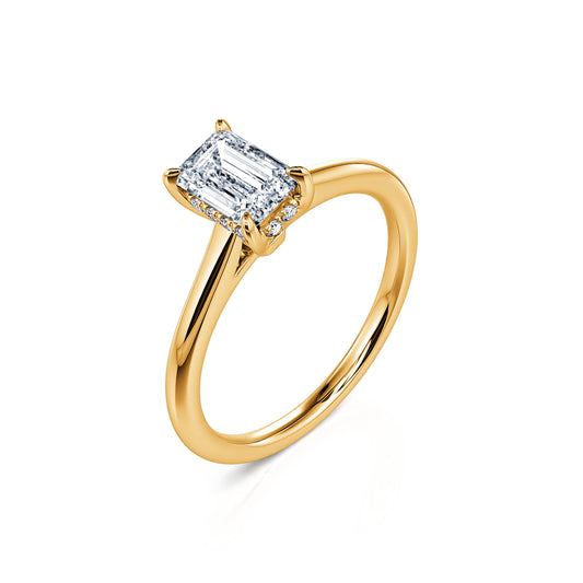Orli Lab&nbsp;-&nbsp;Solitaire or jaune diamant de synthèse émeraude #2