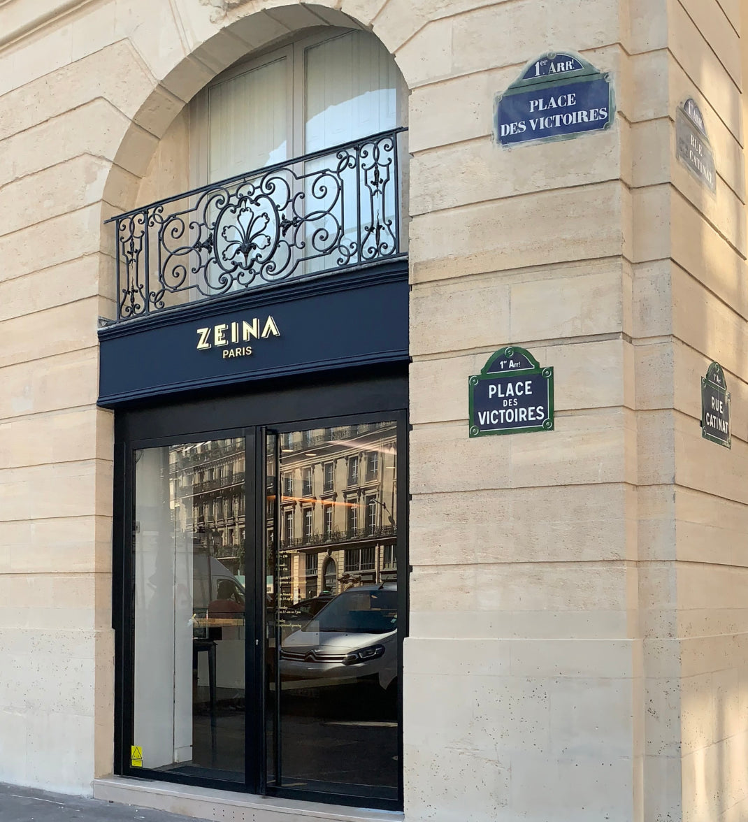 Devanture bijouterie Paris Victoires Zeina