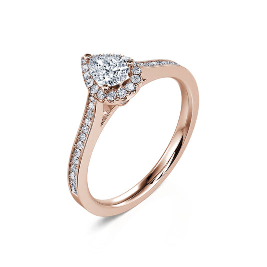 Paloma - Bague de fiançailles or rose diamant poire #2