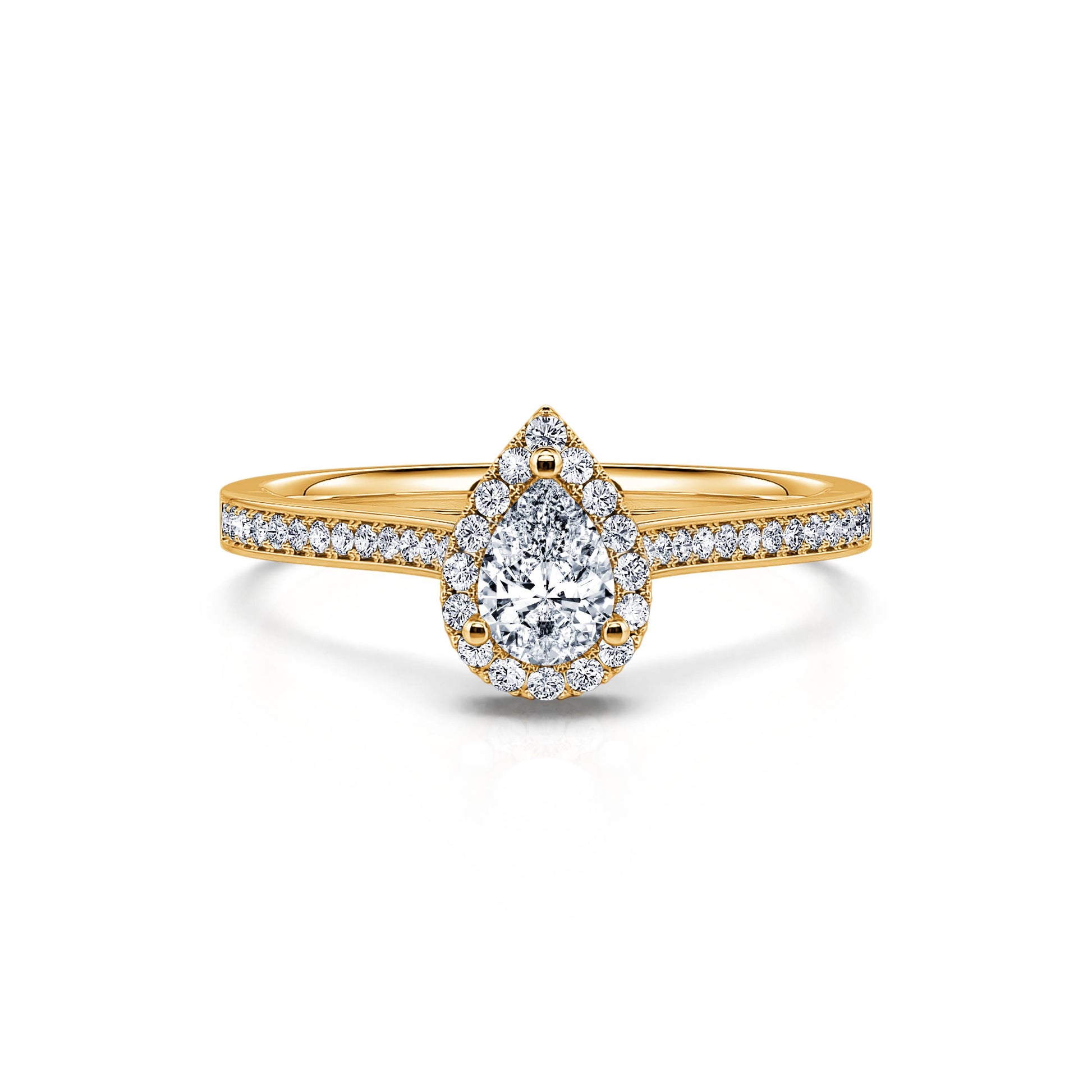 Bague de fiançailles or jaune diamant poire Paloma 4