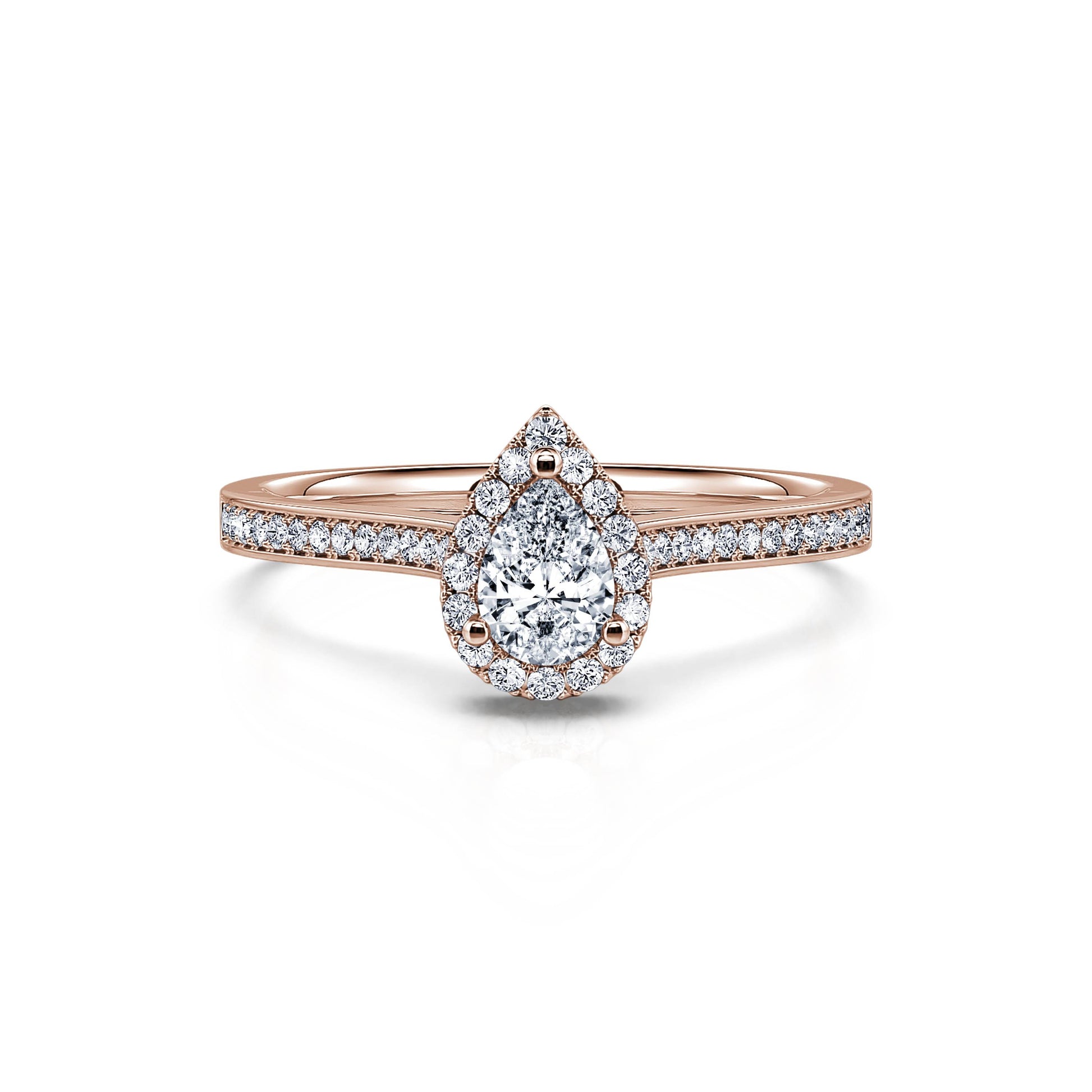 Bague de fiançailles or rose diamant poire Paloma 4