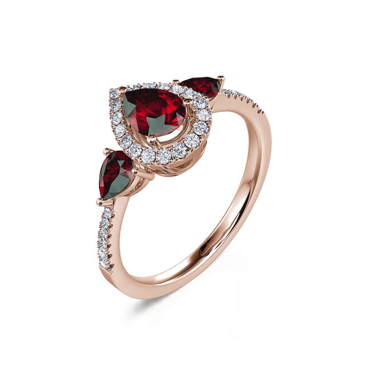 Paola&nbsp;-&nbsp;Bague triologie rubis et diamant poire #2