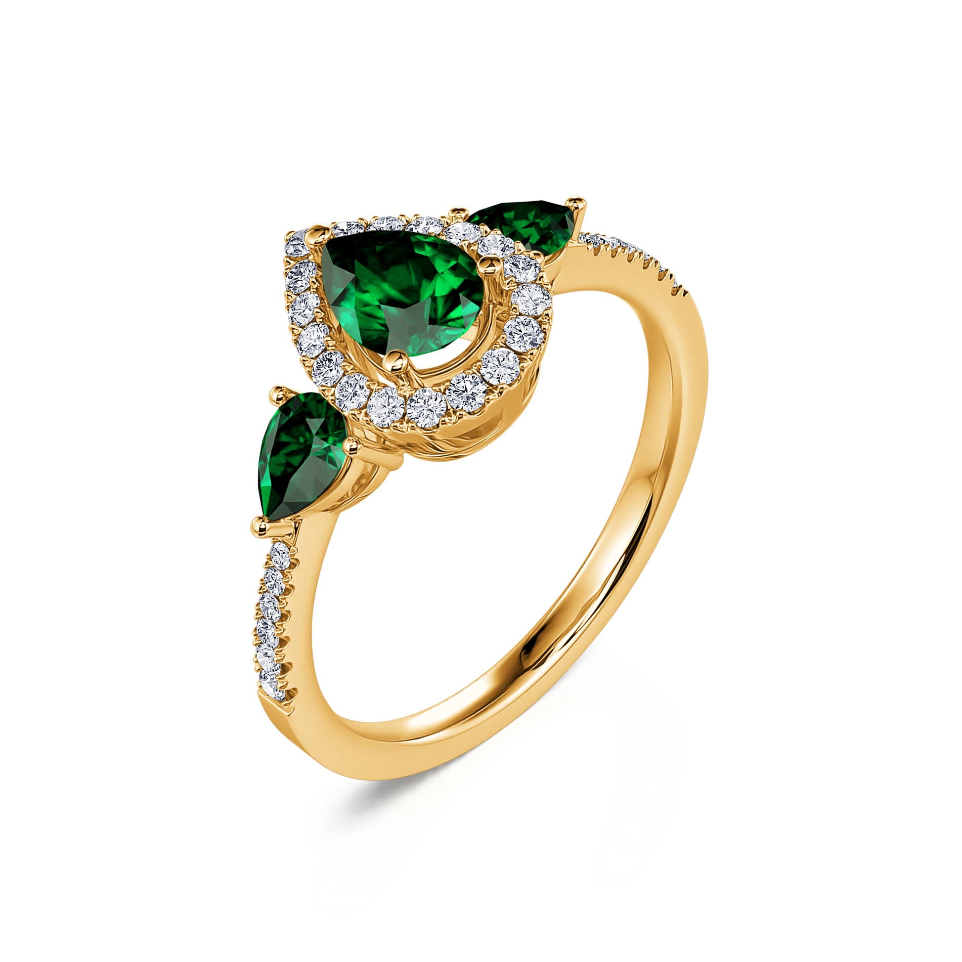 Bague triologie émeraude et diamant poire Paola 2