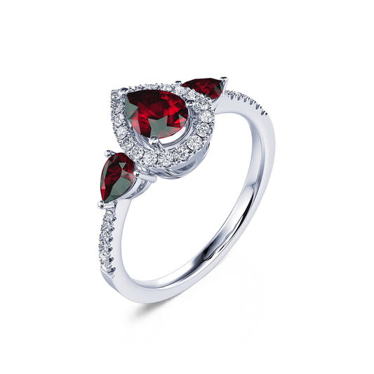 Paola&nbsp;-&nbsp;Bague triologie rubis et diamant poire #2