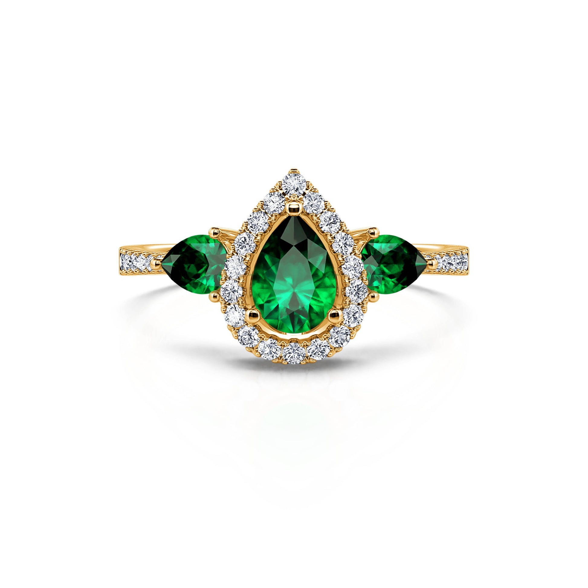 Bague triologie émeraude et diamant poire Paola 1