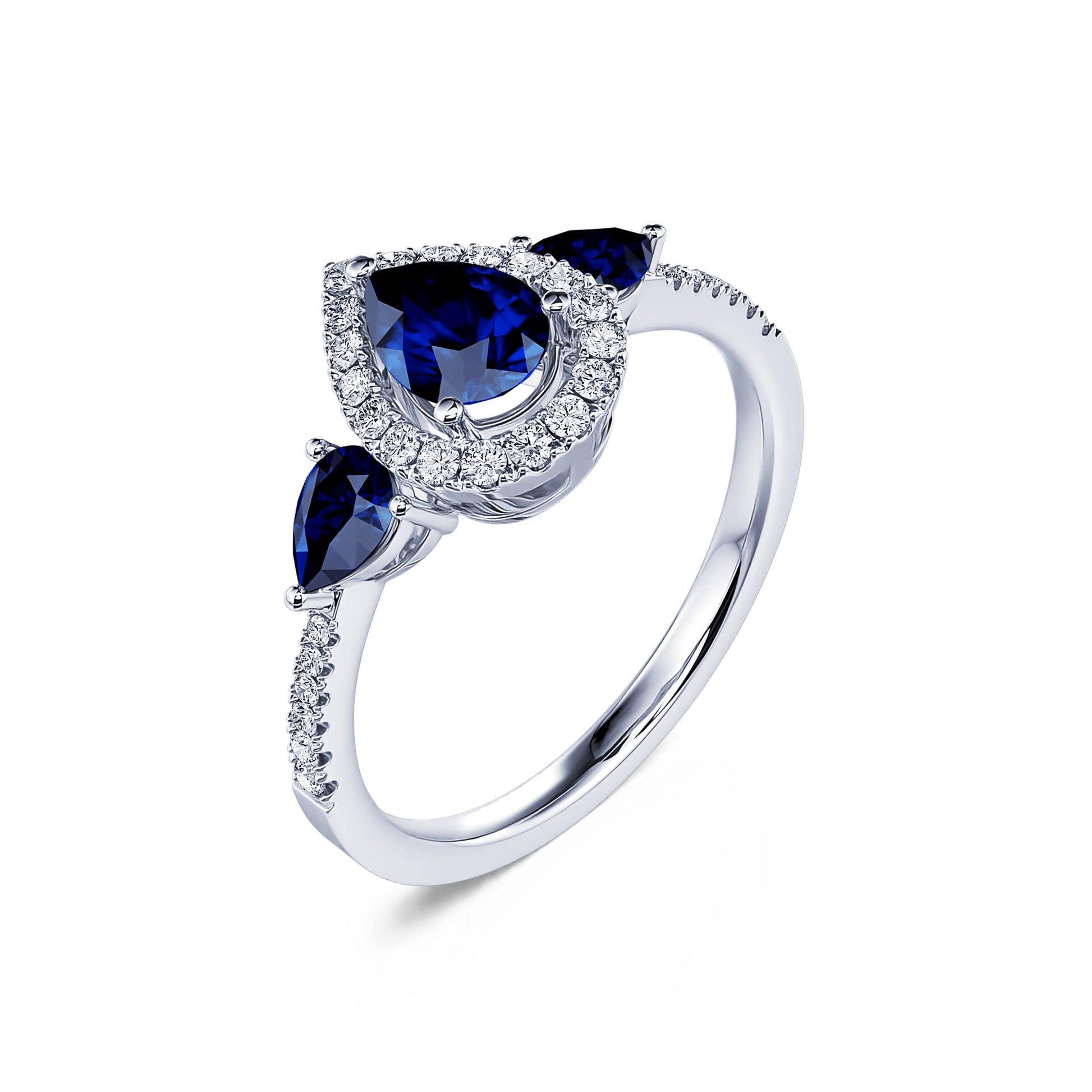Bague triologie saphir et diamant poire Paola 2