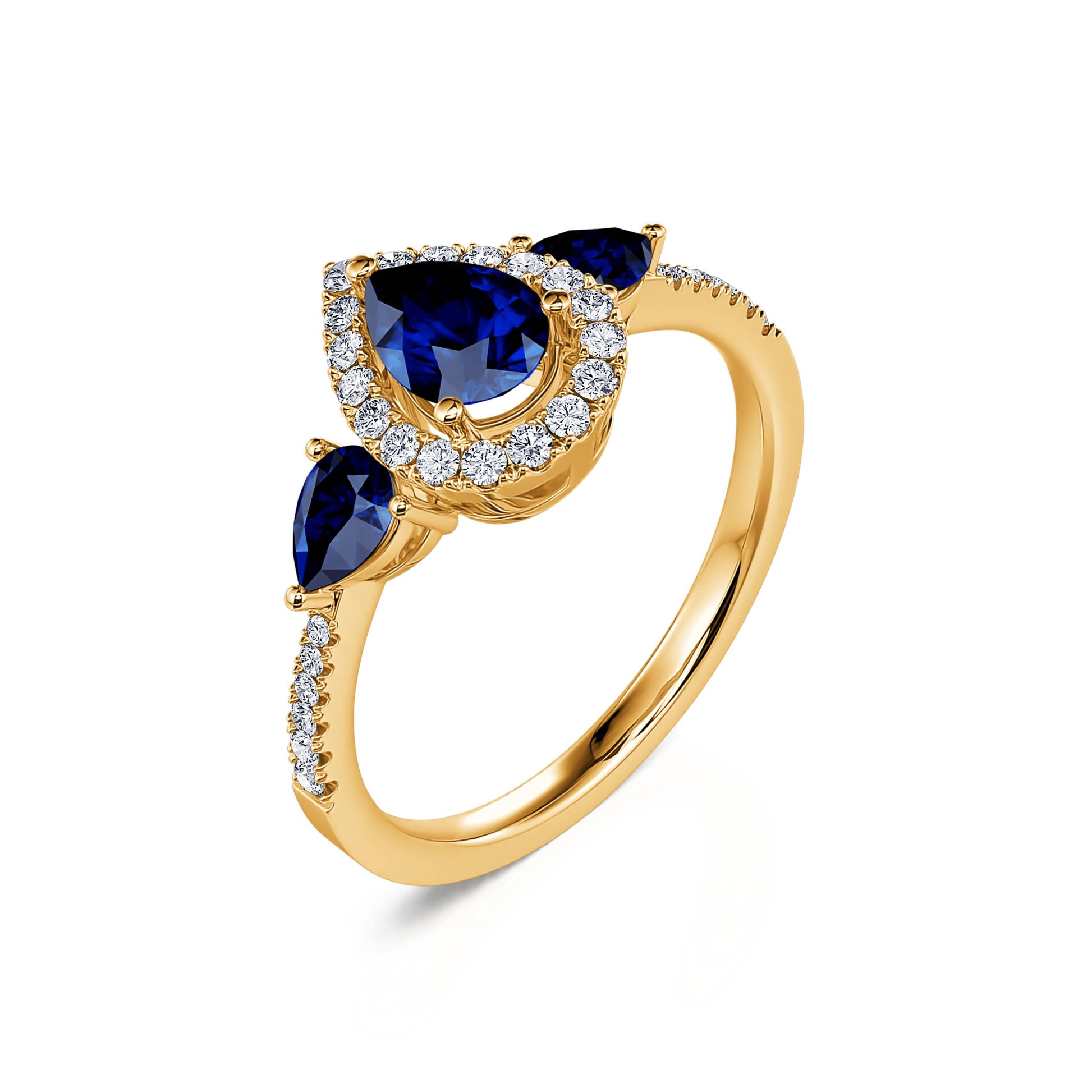 Bague triologie saphir et diamant poire Paola 2