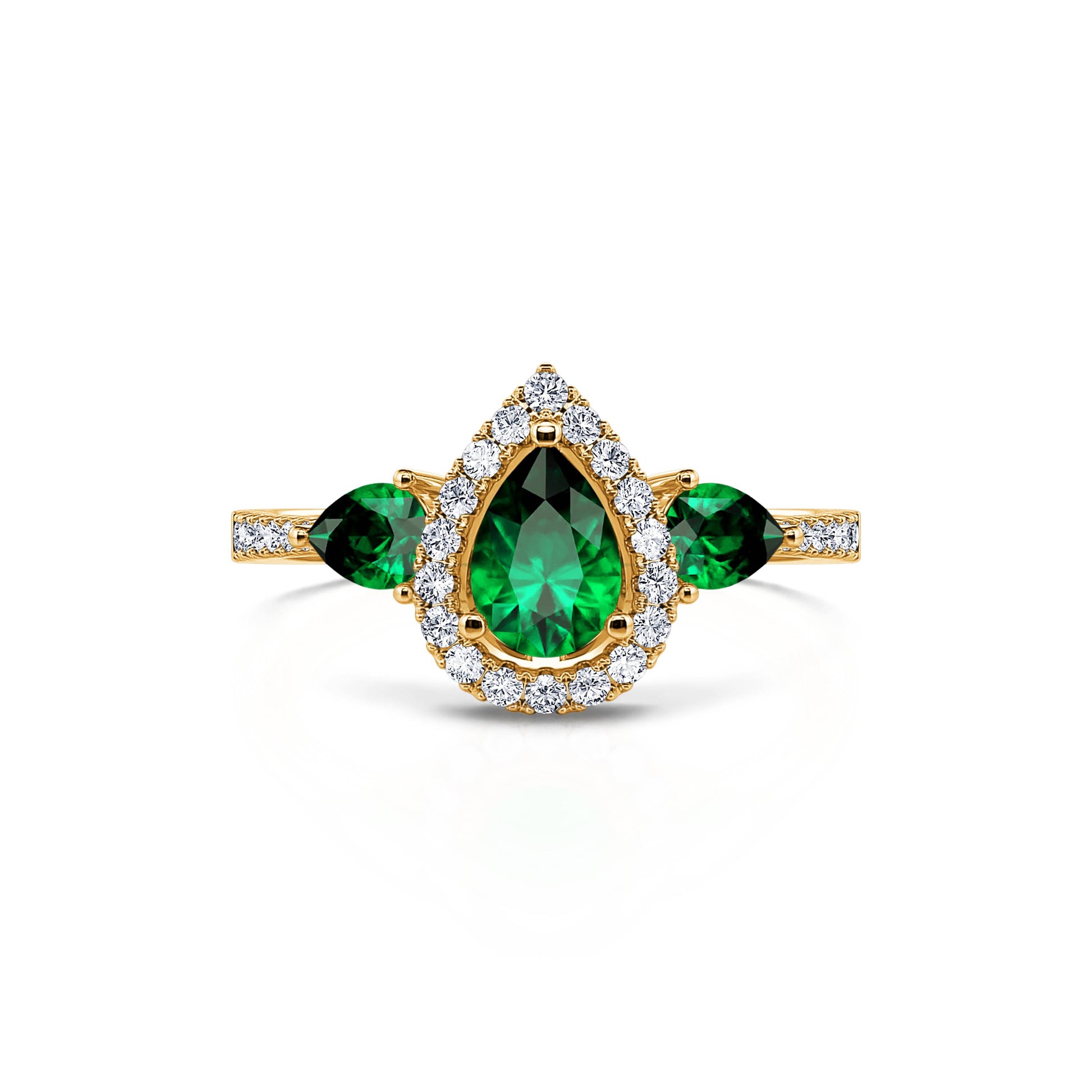 Bague triologie émeraude et diamant poire Paola 4