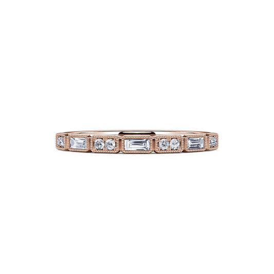Phoebe&nbsp;-&nbsp;Alliance géométrique diamant et or rose #2