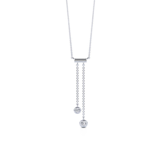 Pia - Collier cravate diamants serti clos or blanc #2