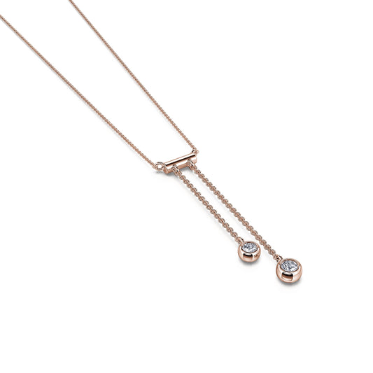 Pia&nbsp;-&nbsp;Collier cravate diamants serti clos or rose #1