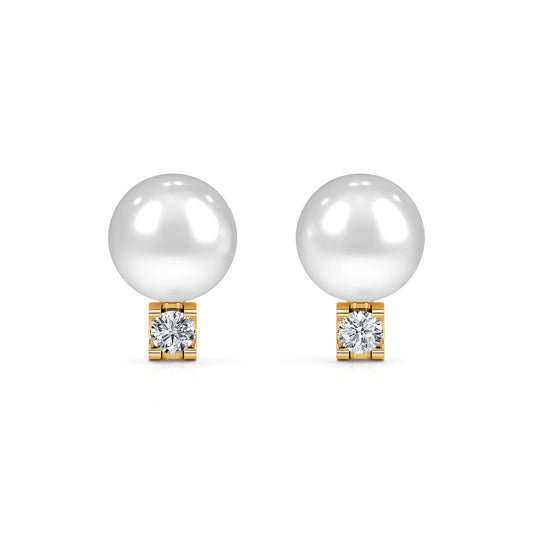 Poe&nbsp;-&nbsp;Boucles d'oreilles or jaune perle et diamant #1