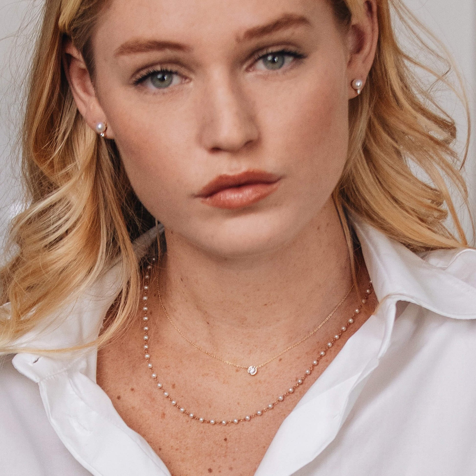 Boucles d'oreilles or rose perle et diamant Poe 5