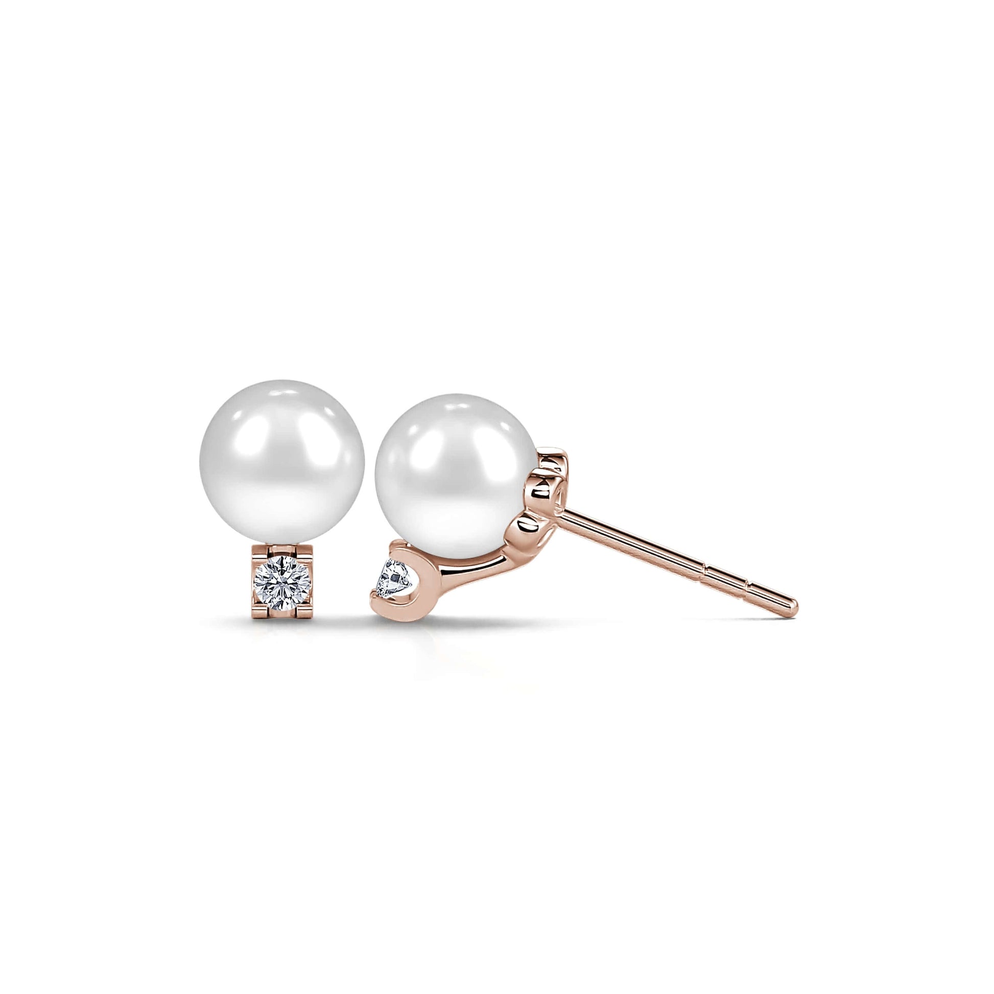 Boucles d'oreilles or rose perle et diamant Poe 3