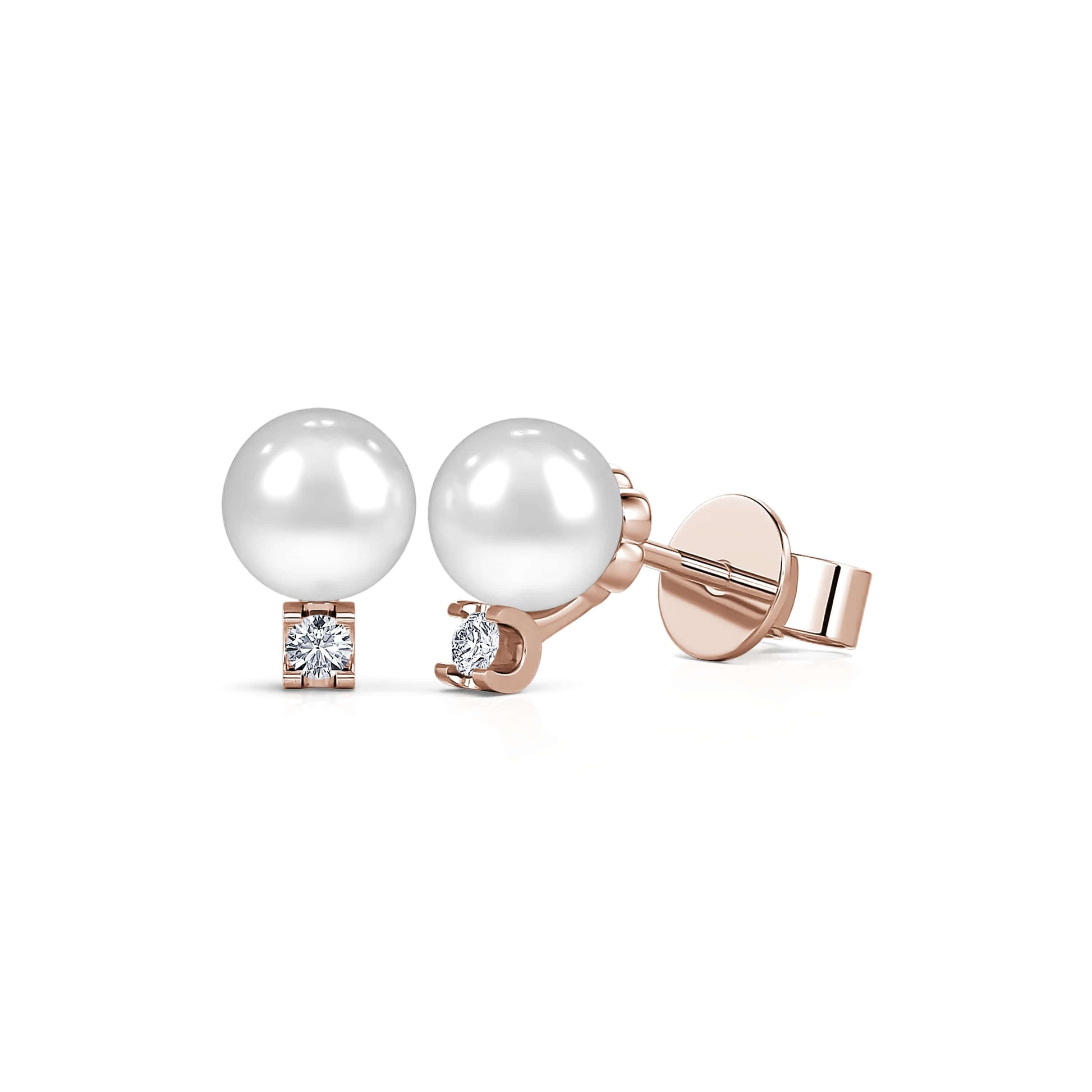 Boucles d'oreilles or rose perle et diamant Poe 2