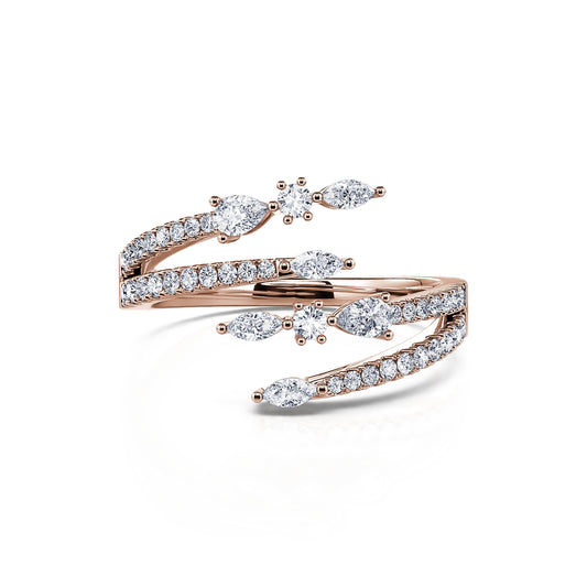 Poppy - Bague serpent diamant rond et marquise or rose  #2