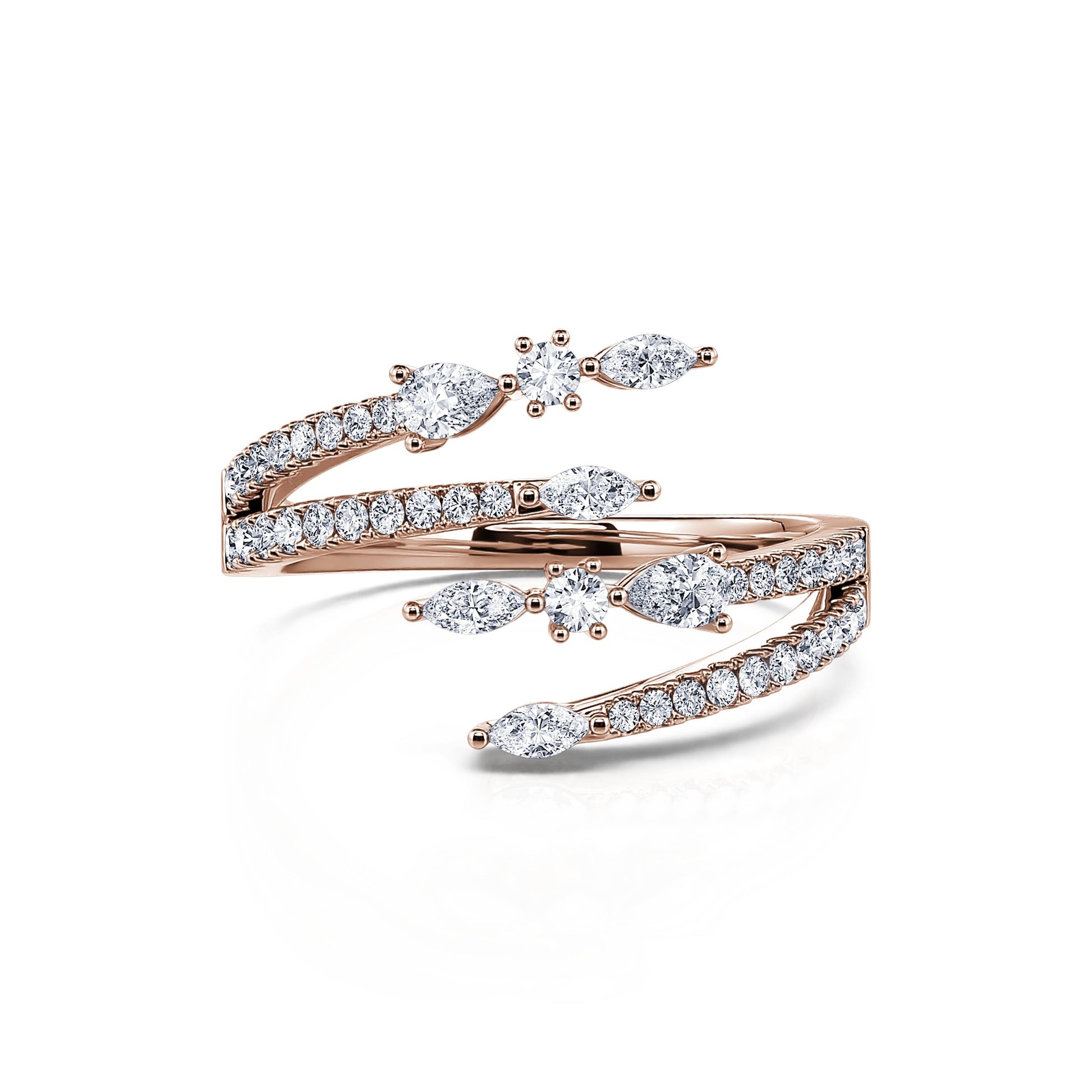 Bague serpent diamant rond et marquise or rose  Poppy 2