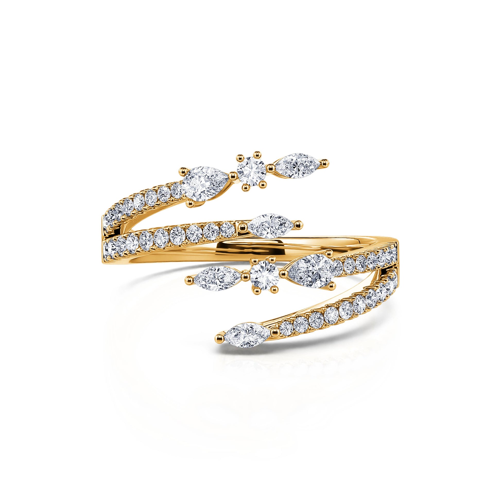 Bague serpent diamant rond et marquise or jaune Poppy 2