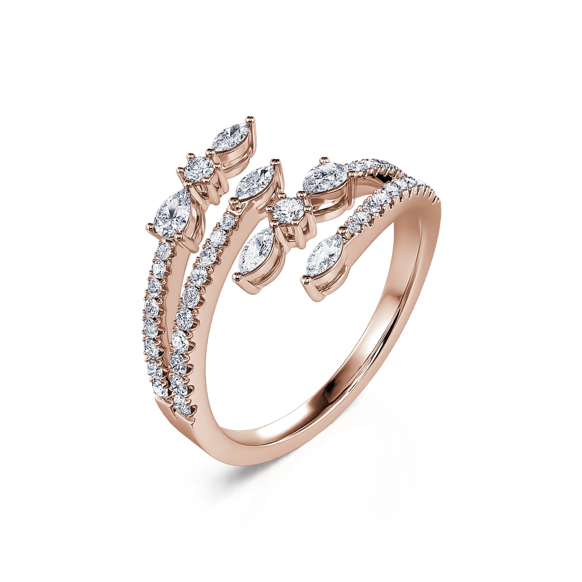 Bague serpent diamant rond et marquise or rose  Poppy 1