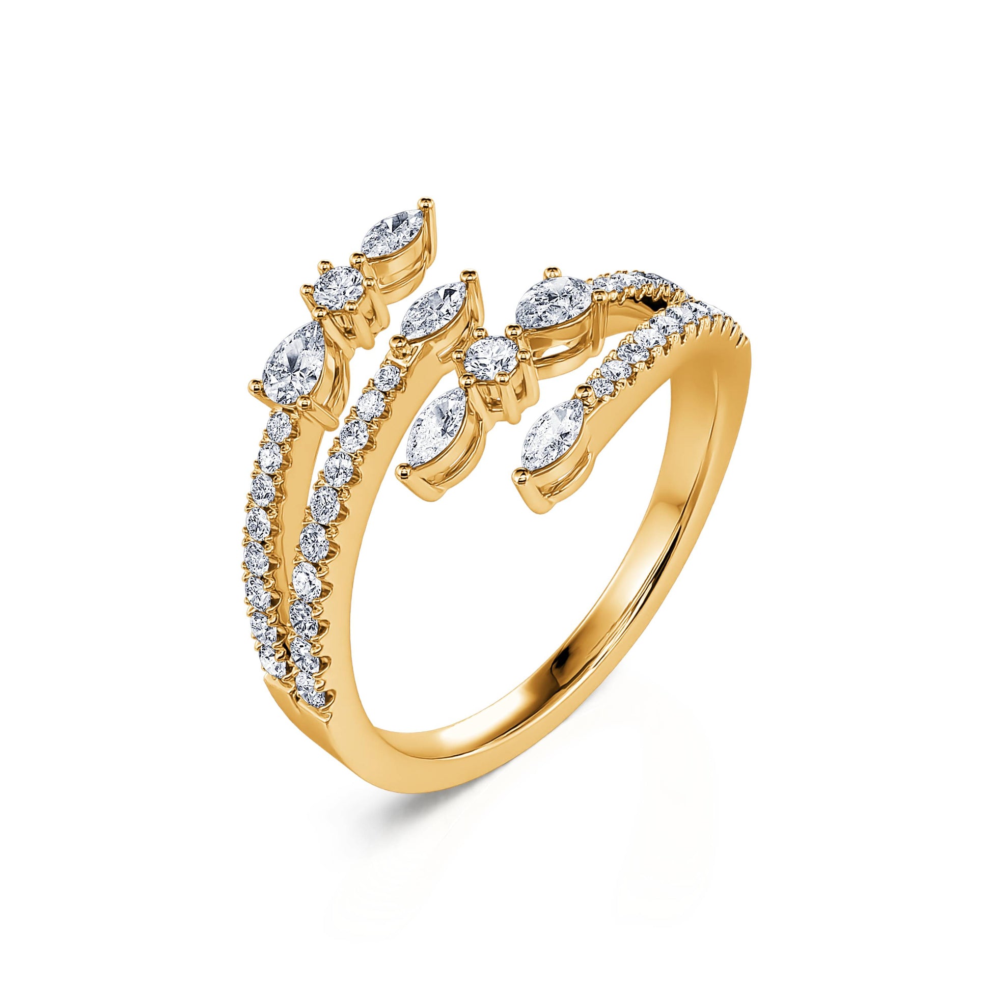 Bague serpent diamant rond et marquise or jaune Poppy 1