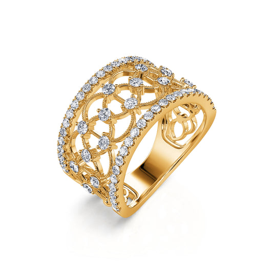 Renata - Bague dentelle or jaune et diamant  #1