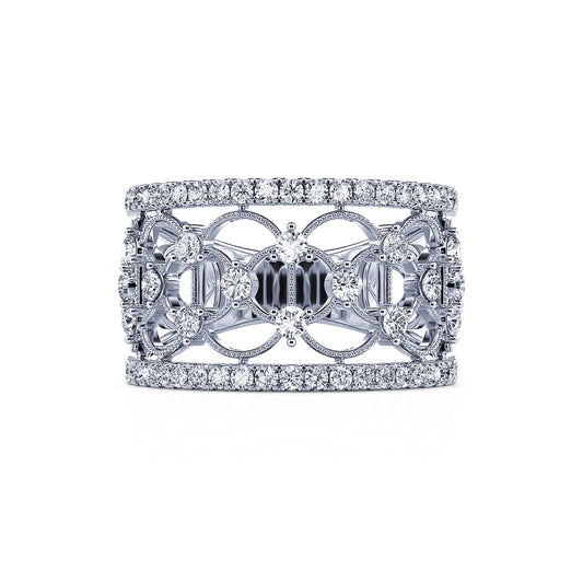 Renata - Bague dentelle or blanc et diamant #2