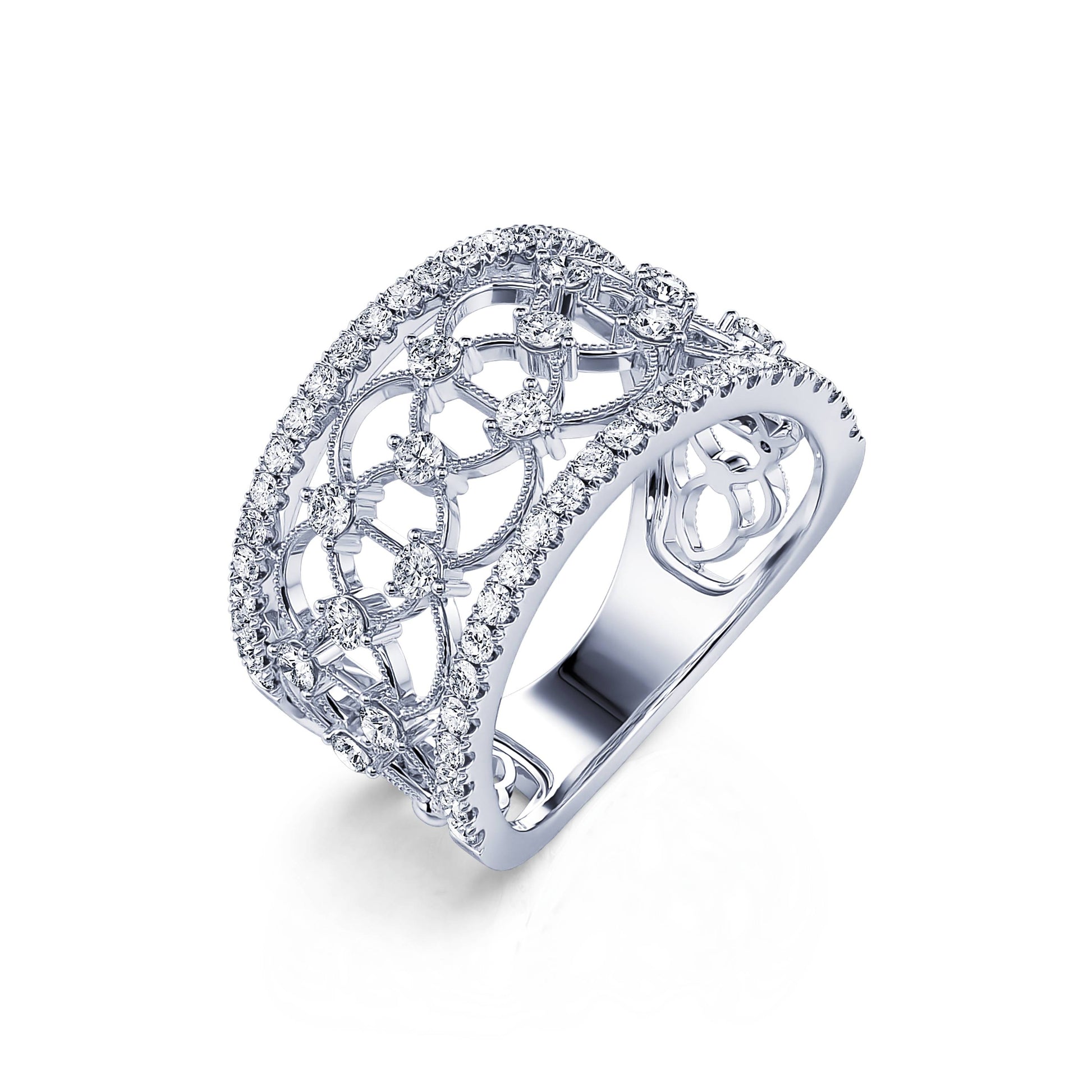Bague dentelle or blanc et diamant  Renata 1