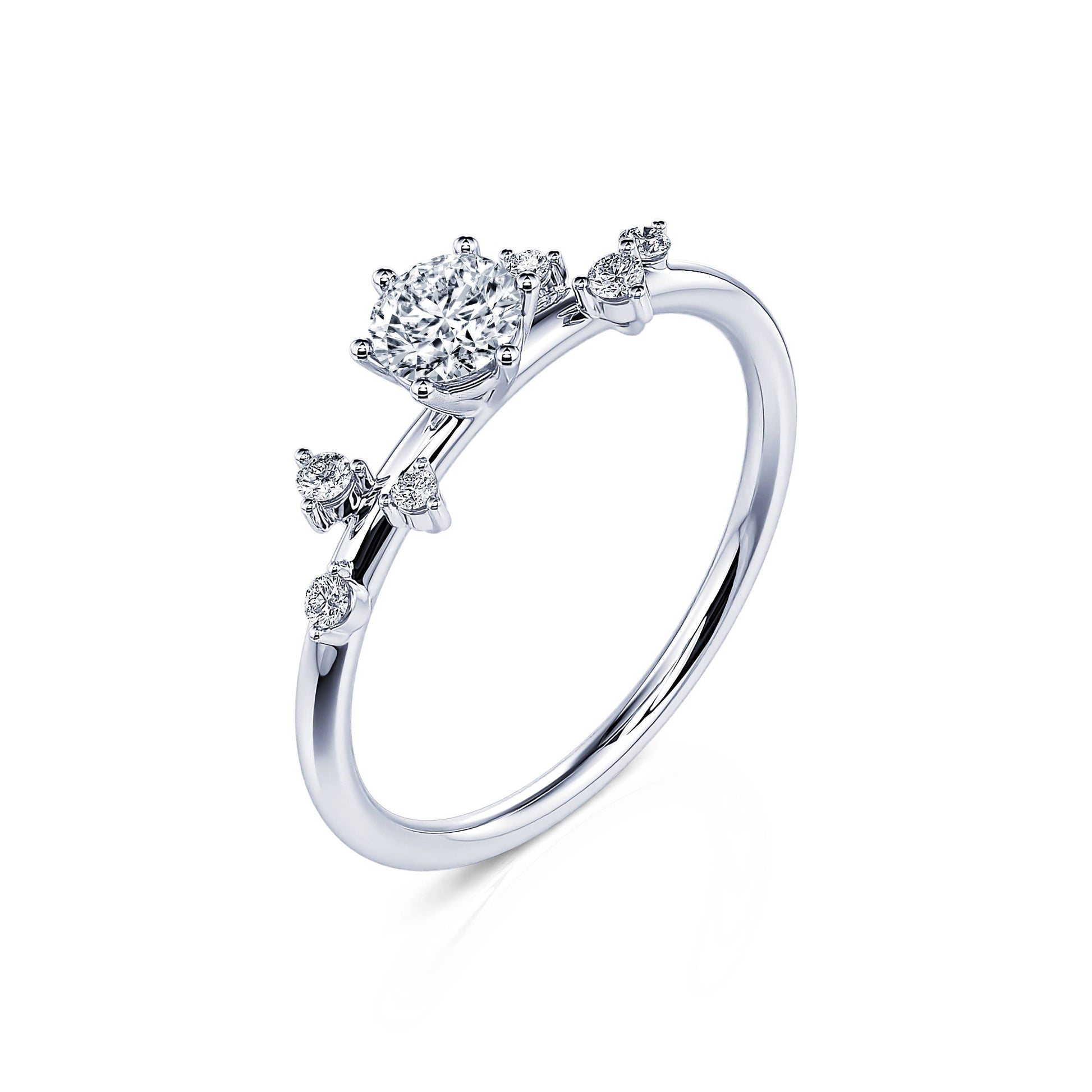 Bagues de fiançailles platine diamants ronds Rita 2