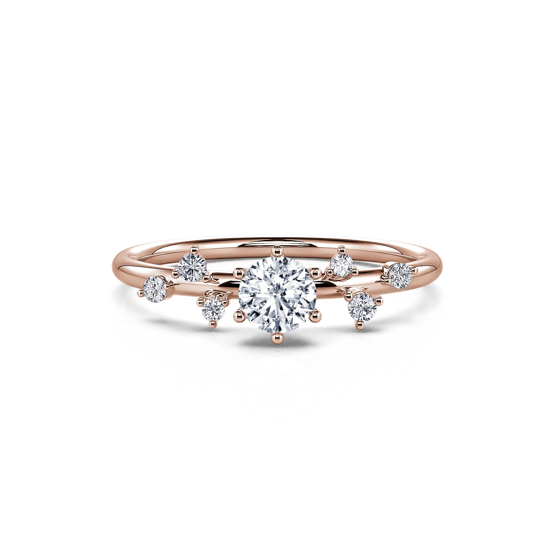 Bagues de fiançailles or rose diamants ronds Rita 4