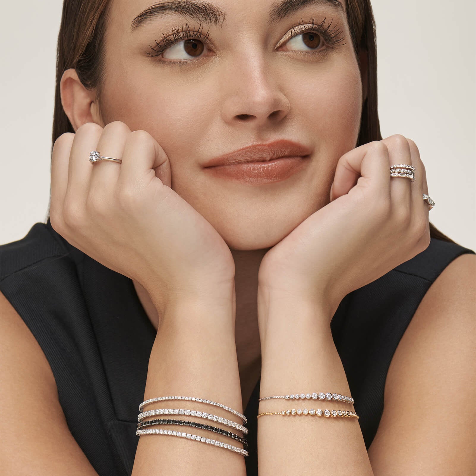 Bracelet rivière diamant or blanc Riviera M 8