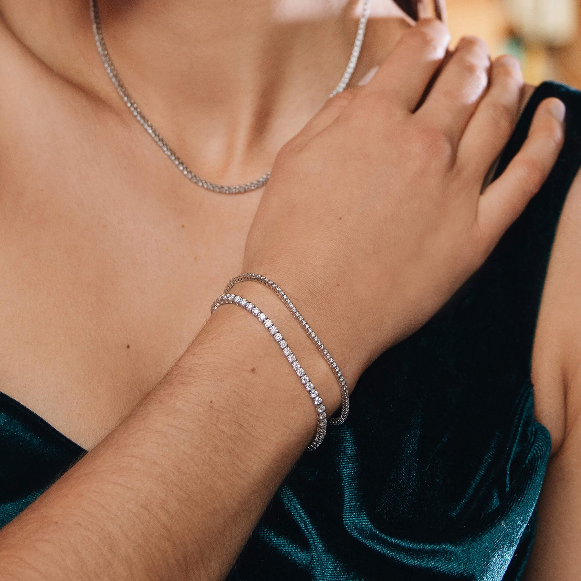 Bracelet rivière diamant or blanc Riviera M 7