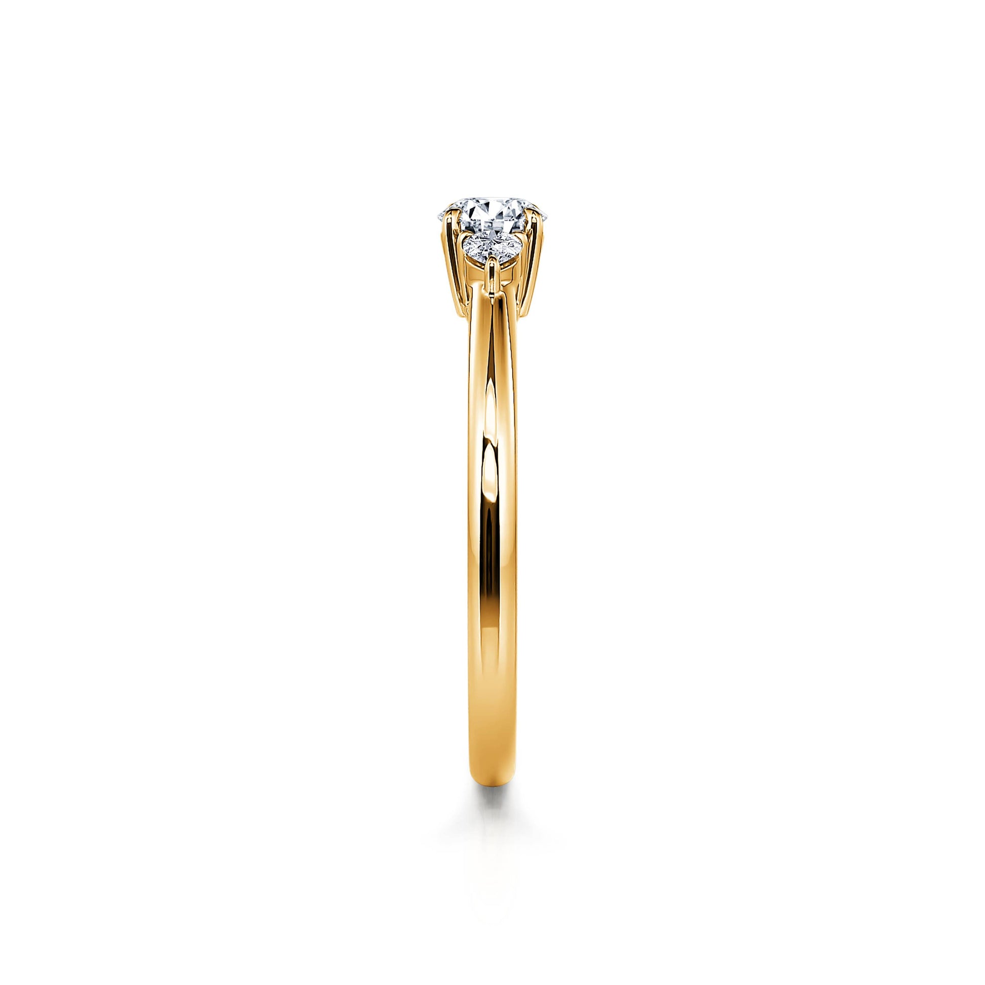 Bague de fiançailles or jaune diamant rond et poires Rosa 4