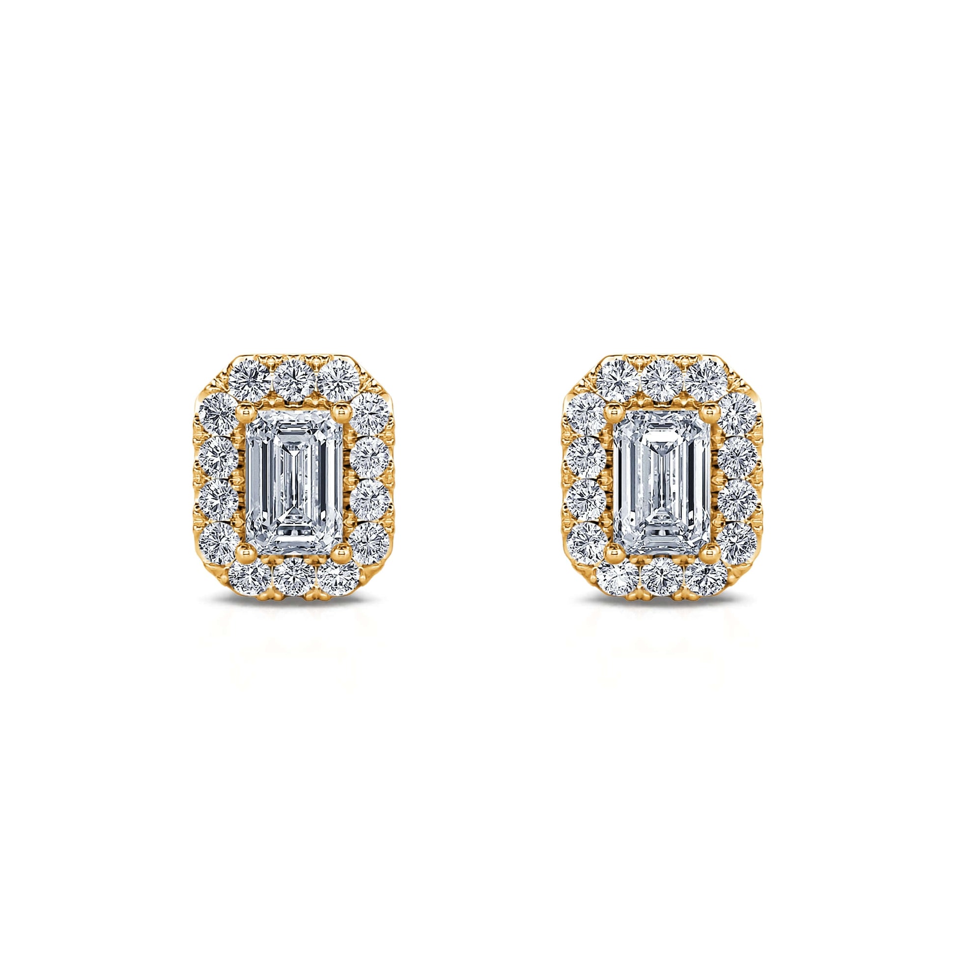 Puces d'oreilles or jaune diamant émeraude Sara Emeraude 1