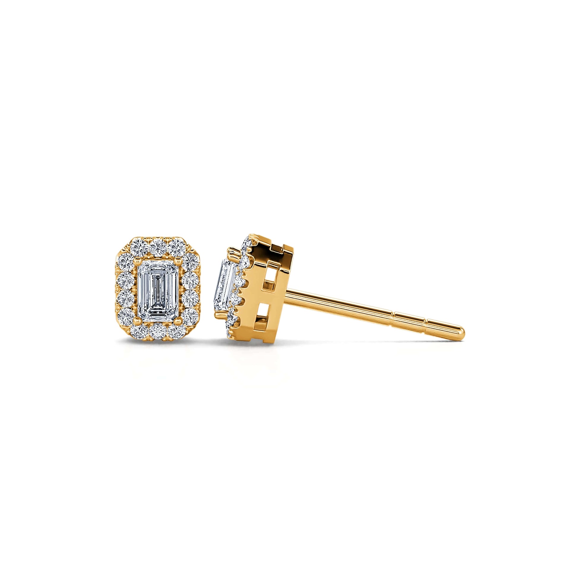 Puces d'oreilles or jaune diamant émeraude Sara Emeraude 3
