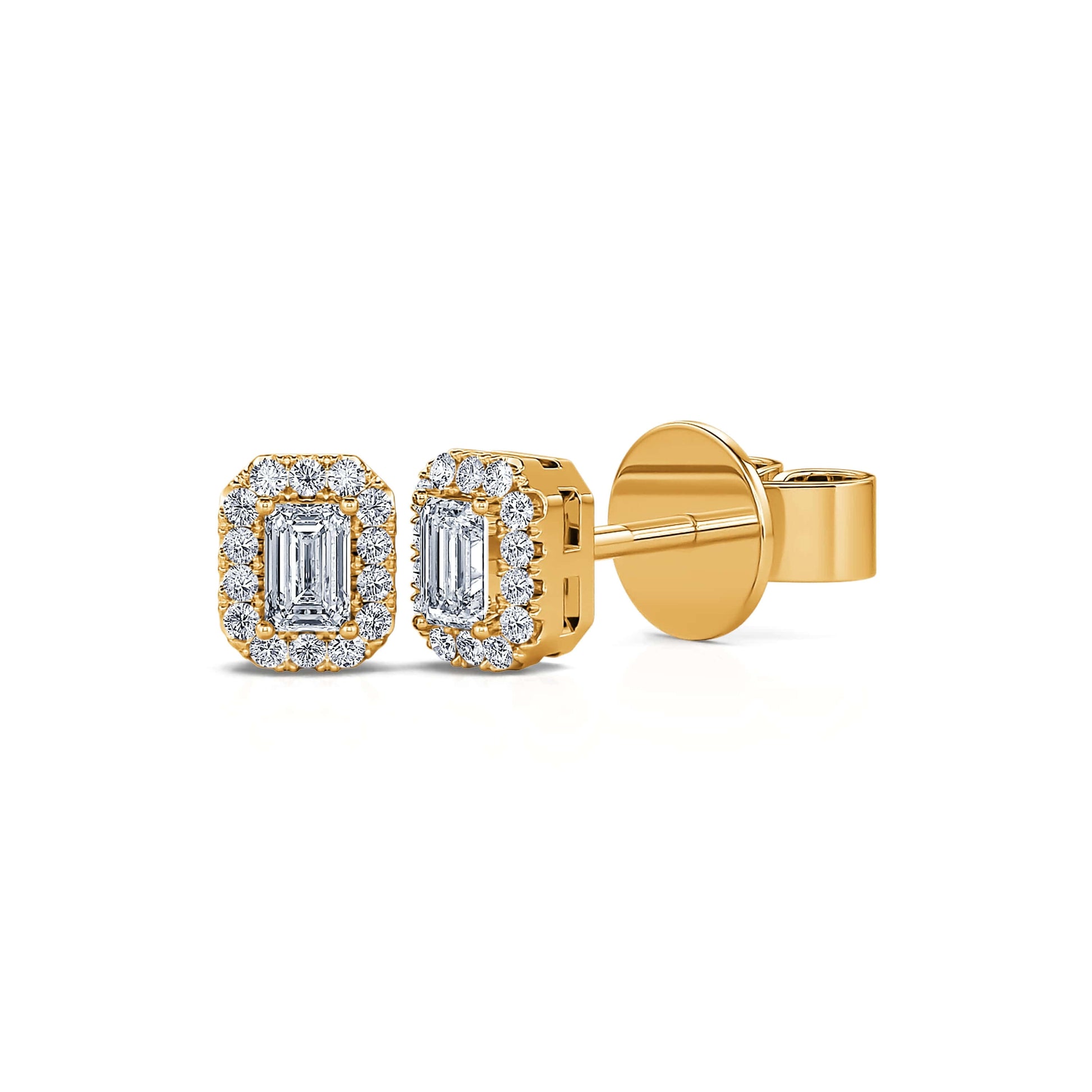 Puces d'oreilles or jaune diamant émeraude Sara Emeraude 2