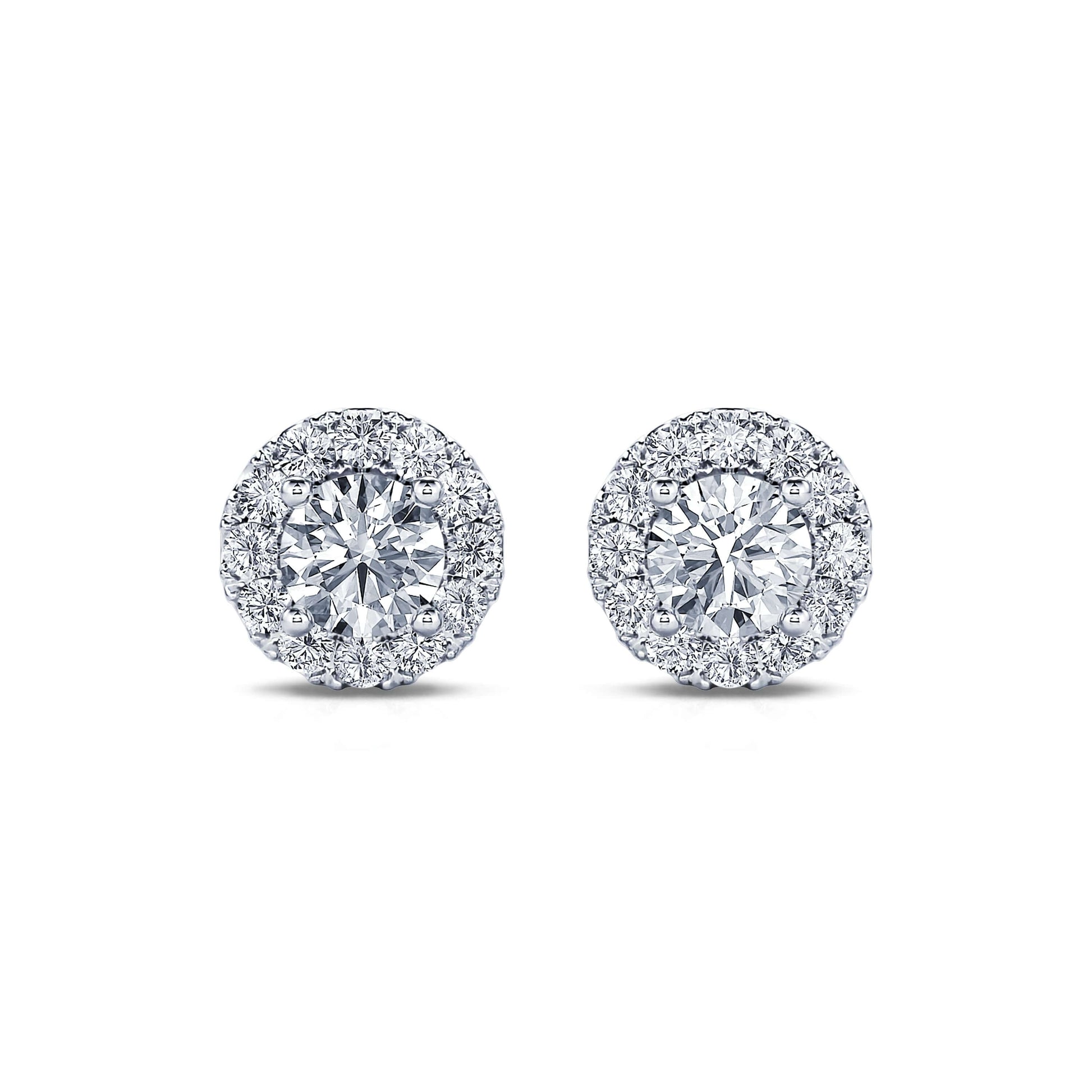 Puces d'oreilles diamant halo or blanc Sara Rond 1